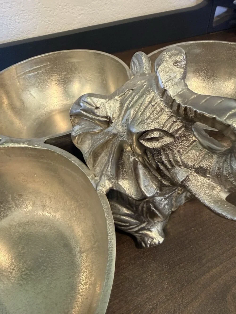 3 Bowl Server Elephant Metal Aluminum by Aspen Home